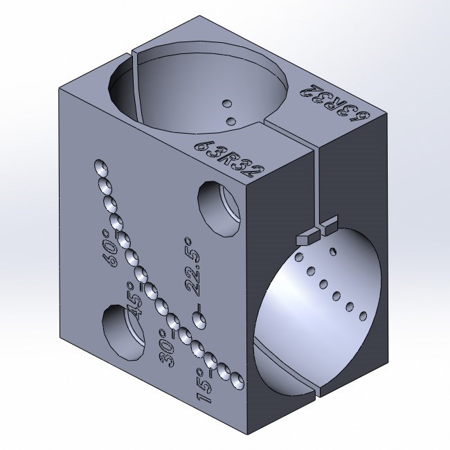 Приспособление (струбцина) для фиксации отвода Ø63 в тисках ленточнопильного станка STR63R31